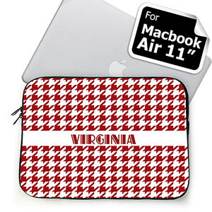 Custom Name Red Houndstooth MacBook Air 11 Sleeve