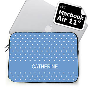 Custom Name Sky Blue Polka Dots MacBook Air 11 Sleeve