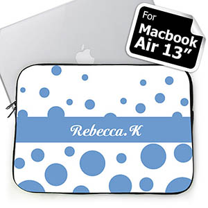 Custom Initials Sky Blue Retro Circles MacBook Air 13 Sleeve
