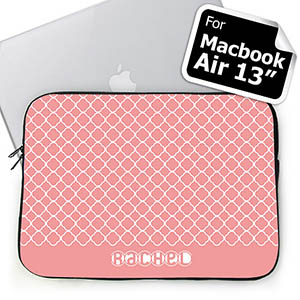 Custom Name Pink Quatrefoil MacBook Air 13 Sleeve