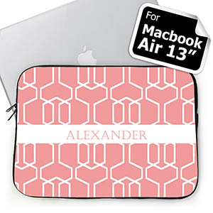 Custom Name Pink Trellis MacBook Air 13 Sleeve
