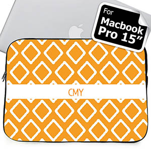 Custom Initials Orange Lkat MacBook Pro 15 Sleeve (2015)