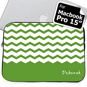 Custom Name Green Chevron MacBook Pro 15 Sleeve (2015)