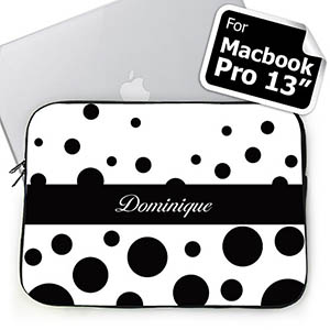 Custom Name Black Retro Circles MacBook Pro 13 Sleeve (2015)