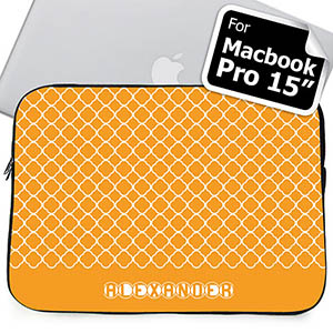 Custom Name Orange Quatrefoil MacBook Pro 15 Sleeve (2015)
