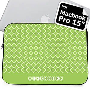 Custom Name Lime Quatrefoil MacBook Pro 15 Sleeve (2015)