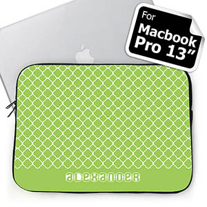 Custom Name Lime Quatrefoil MacBook Pro 13 Sleeve (2015)