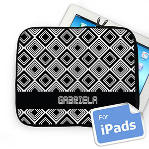 Custom Name Black Diamonds iPad Sleeve