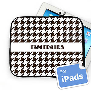 Custom NameChocolate Houndstooth iPad Sleeve