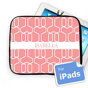 Custom Name Pink Trellis iPad Sleeve