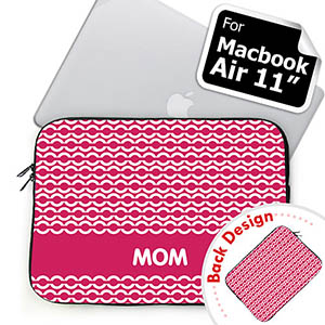 Custom 2 Sides Personalized Initials Hot Pink Chain MacBook Air 11 Sleeve