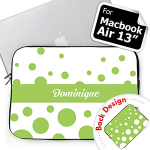 Customize 2 Sides Personalized Initials Lime Retro Circles MacBook Air 13 Sleeve