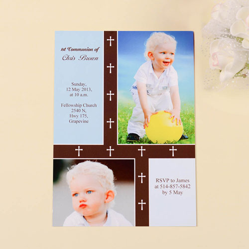 Organic Cross – Boy Collage Communication Invitation