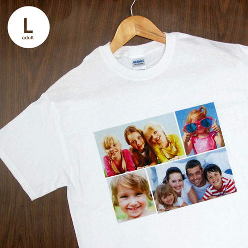 Custom Print Cotton White Four Collage Adult Large T Shirt