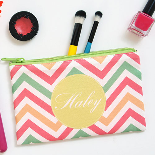 Chevron Zigzag Stripes Medium Makeup Bag (5 X 8 Inch)