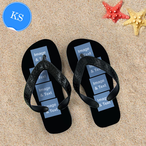 Design My Own Black Eight Collage Kids Small Flip Flops