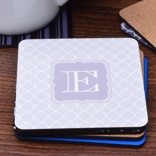 Personalized Monogram Grey Clover (One Coaster)
