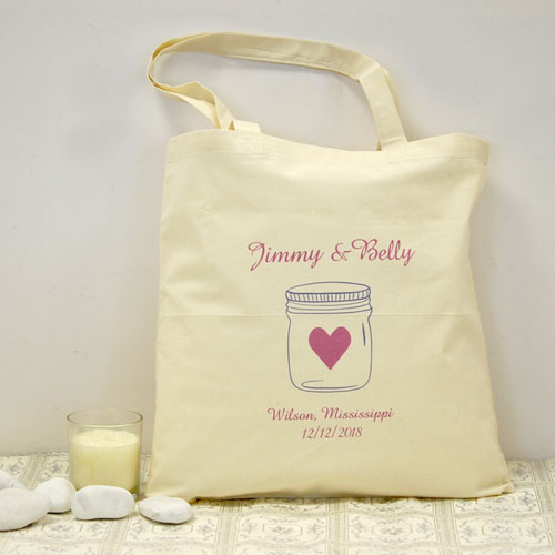 Personalized Wedding Pink Mason Jar