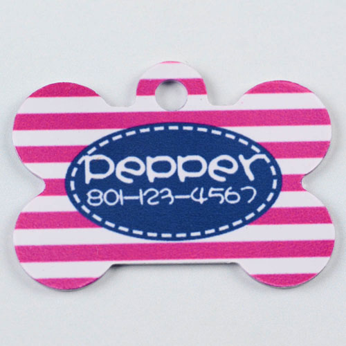 Bright Pink and Gray Stripes Pattern Bone (Custom 1 Side)