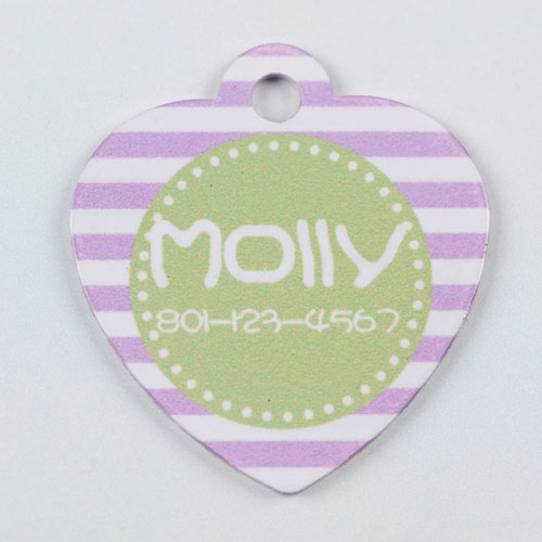 Purple and Lime Stripes Pattern Heart (Custom 1 Side)