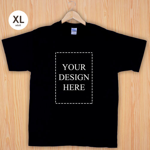 Custom Printed Cotton Black Portrait Image Adult Extra Large T Shirt