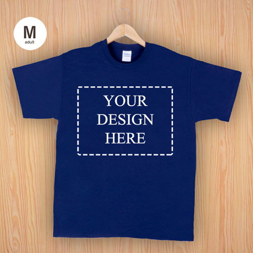 Custom Print Cotton Navy Landscape Image Adult Medium T Shirt