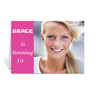 Hot Pink Photo Birthday Cards, 5x7 Folded Modern