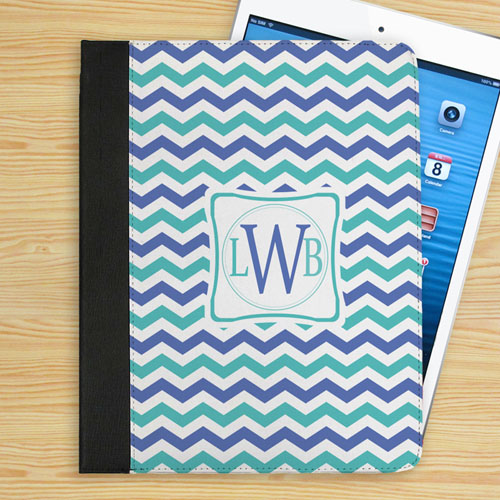 Blue and Aqua Chevron Personalized Initial